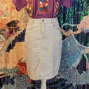 Per Se Pinstriped Denim Skirt - Size 8